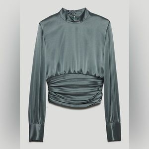Aritzia Babaton Rosalia Blouse in Smoky Emerald Green